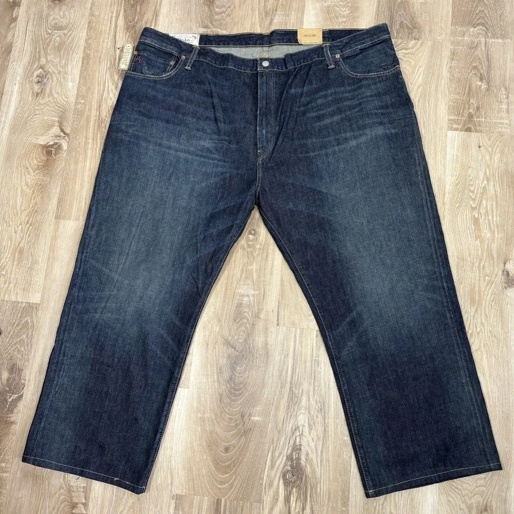 NWOT Polo Ralph Lauren Mens Hampton Relaxed Straight Selvedge Jeans Size 50Bx27*